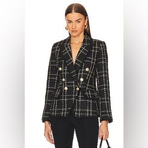 •••SOLD•••NWT L’Agence Kenzie Tweed Fringe-Trim Blazer